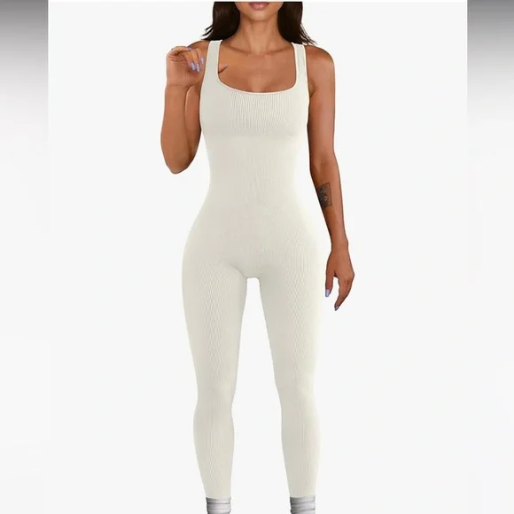 OQQ Women's Yoga Ribbed One Piece Jumpsuit - Picture 2 of 5